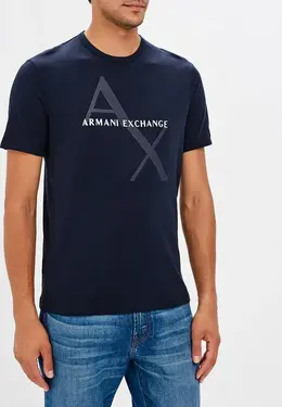 Armani Exchange: Синяя футболка 