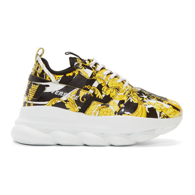 Versace Yellow and Black Barocco Chain Reaction Sneakers DSU7462 D41TG lpn3975883 LePodium