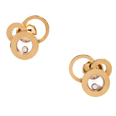 Chopard Happy Bubbles Diamond 18K Rose Gold Stud Earrings 273775