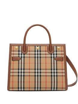 Burberry: Коричневая сумка-шоппер Vintage Check