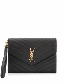 Saint Laurent: Чёрный клатч  Monogram