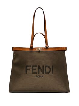 Fendi: Зелёная сумка-шоппер  Peekaboo