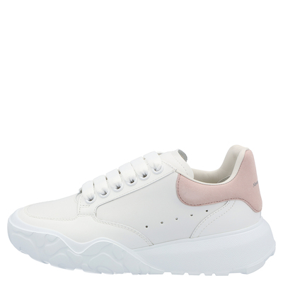 Alexander McQueen White Pink Leather Oversized Court Sneakers Size EU 34 388490 lpn7361586 LePodium