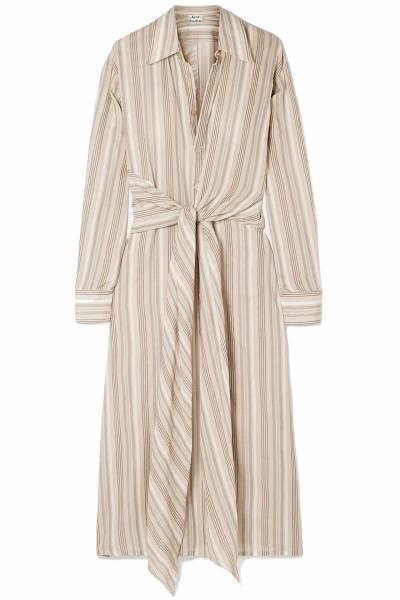 Acne Studios Woman Daniela Tie front Striped Cotton voile Midi