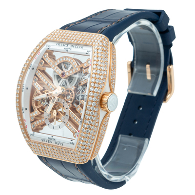 Franck Muller Skeleton Vanguard Rose Gold Full Diamond Limited