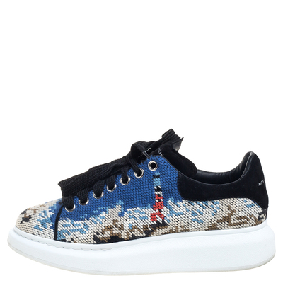 Alexander McQueen Multicolor Printed Canvas And Suede Oversized Sneakers Size 40 390228 lpn7840197 LePodium