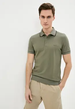 Lacoste: Поло цвета хаки 