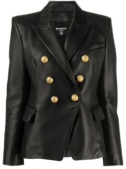 Balmain: Кожаный жакет 