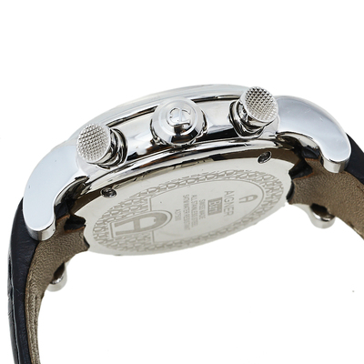 Aigner Silver Stainless Steel Leather Bari A37500 Men s