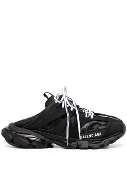 Balenciaga: Чёрные сабо Track