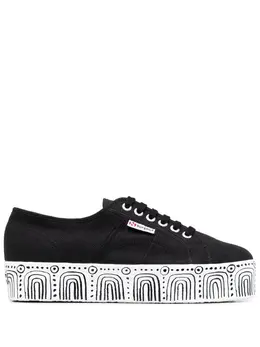 Superga: Чёрные кроссовки 