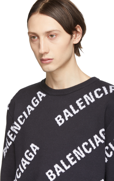 Jacquard logo best sale crewneck balenciaga