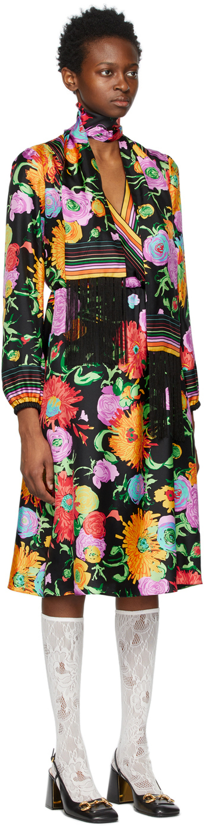 Gucci black floral outlet dress