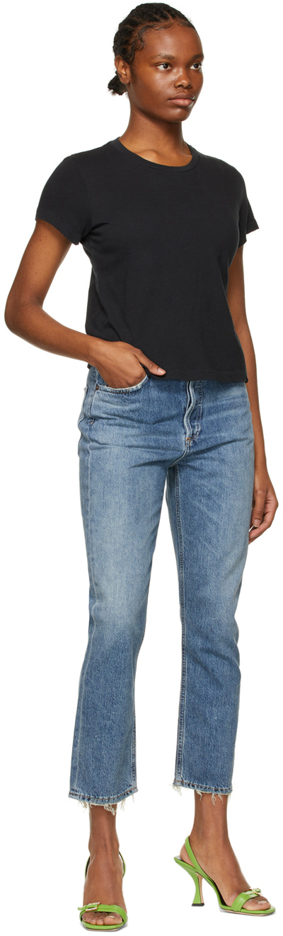 AGOLDE Blue Riley High Rise Straight Crop Jeans A056C 983