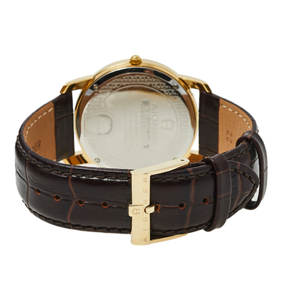 Aigner Brown Gold Tone Stainless Steel and Leather Murano A35100