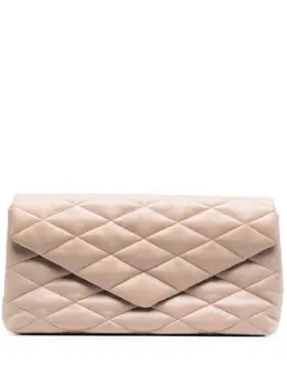 Saint Laurent: Бежевый клатч Sade Puffer Envelope