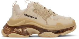 Balenciaga: Бежевые кроссовки Triple S