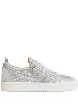 Giuseppe Zanotti: Серебристые кроссовки  Frankie