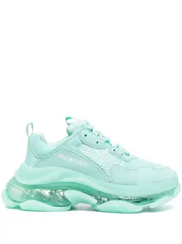 Balenciaga: Зелёные кроссовки Triple S Clear Sole