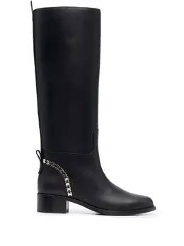 Salvatore Ferragamo: Чёрные сапоги  Vara Chain