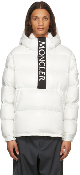 Moncler: Белый пуховик Maury