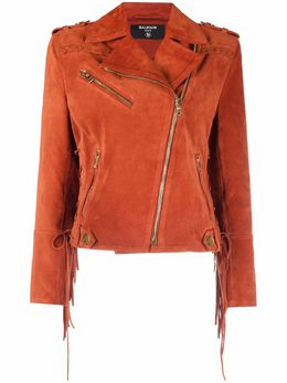 Balmain: Замшевая куртка  Biker