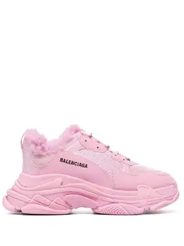 Balenciaga: Светлые кроссовки Triple S