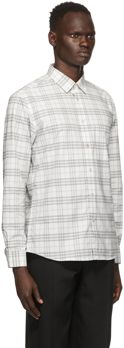 Burberry White Grey Check Simpson Shirt 8029160 lpn6706984 LePodium