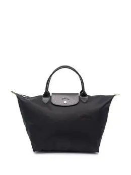 Longchamp: Зелёная сумка-шоппер  Le Pliage Green