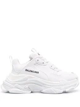 Balenciaga: Белые кроссовки Triple S