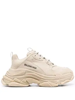 Balenciaga: Бежевые кроссовки Triple S