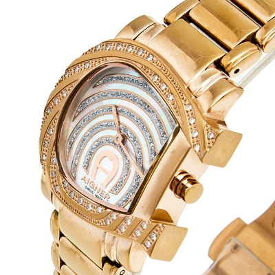 Aigner Mother of Pearl Rose Gold Plated Stainless Steel Genua Due