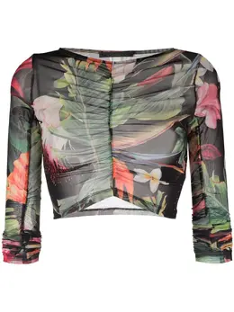 Philipp Plein: Топ  Flowers с цветочным принтом