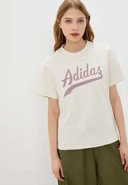 adidas Originals: Бежевая футболка 