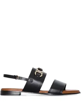 Salvatore Ferragamo: Чёрные сандалии  Gancini