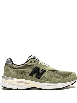 New Balance: Зелёные кроссовки 