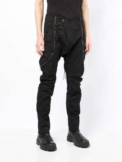 Stylish Dark Grey Twill Pants with Side Zipper