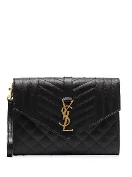 Saint Laurent: Чёрный клатч  Monogram Envelope