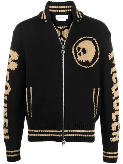 Alexander McQueen intarsia knit zip up jumper 18474996 lpn11017181 LePodium