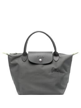 Longchamp: Зелёная сумка-шоппер  Le Pliage Green