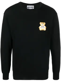 Moschino: Чёрный свитер Teddy Bear