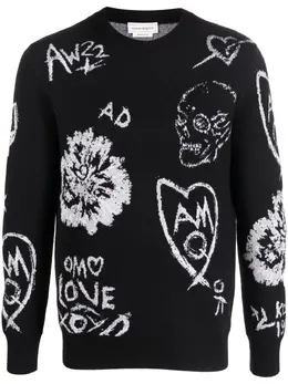 Alexander McQueen: Жаккардовый свитер  Skull