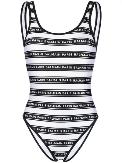 Balmain logo striped swimsuit 18734270 lpn11130614