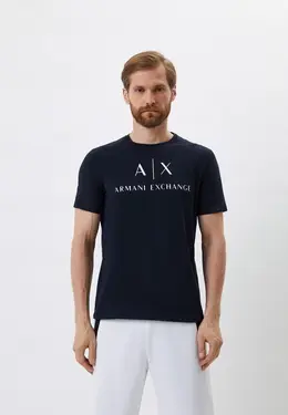 Armani Exchange: Синяя футболка 