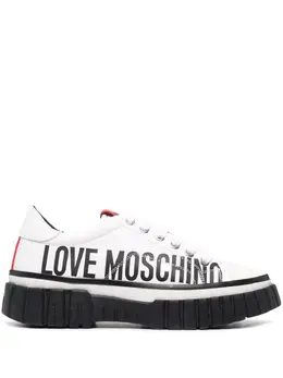 Love Moschino: Белые кроссовки 