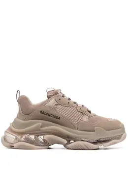 Balenciaga: Светлые кроссовки Triple S Clear Sole