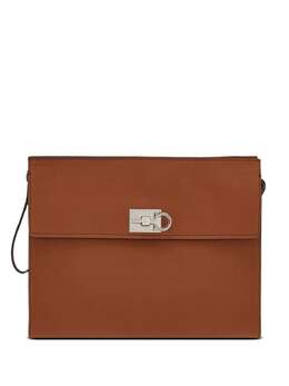 Salvatore Ferragamo: Коричневый клатч  Gancini