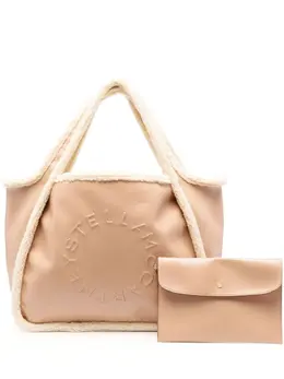 Stella McCartney: Бежевая сумка-шоппер  Stella Logo