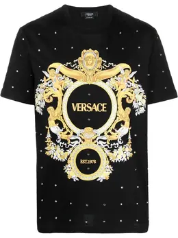 Versace: Футболка Medusa Head со стразами