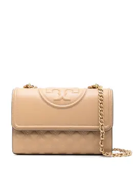 Tory Burch: Бежевая сумка  Fleming